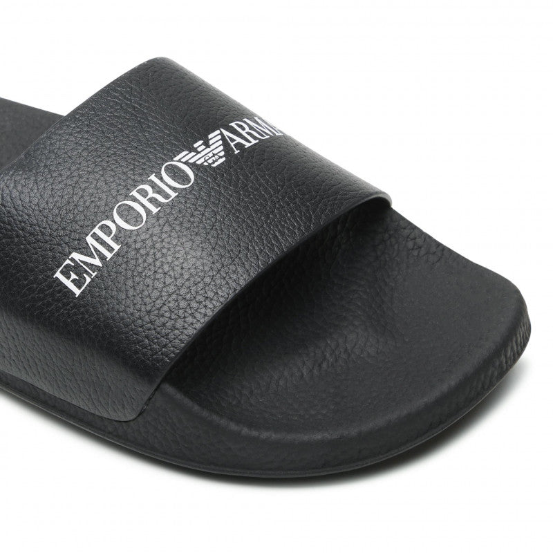 Emporio Armani Leather Upper Slides Black Phases Men s Fashion