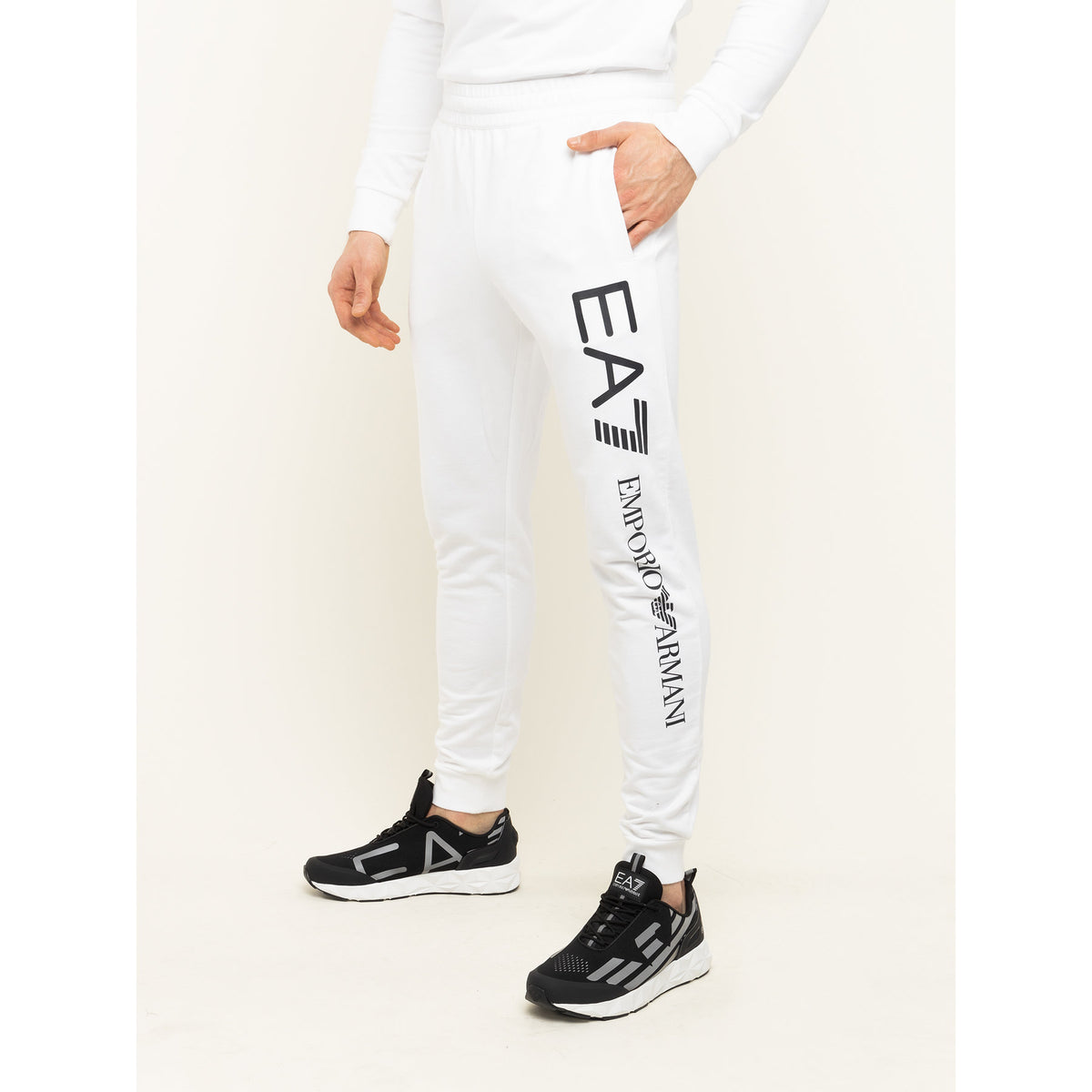 EA7 Emporio Armani Cotton Drawstring Sweatpants Joggers White