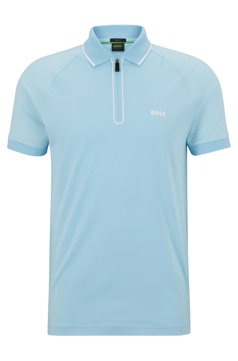 Hugo Boss Zip Neck Polo Philix-Pale Blue – Phases Men's Fashion