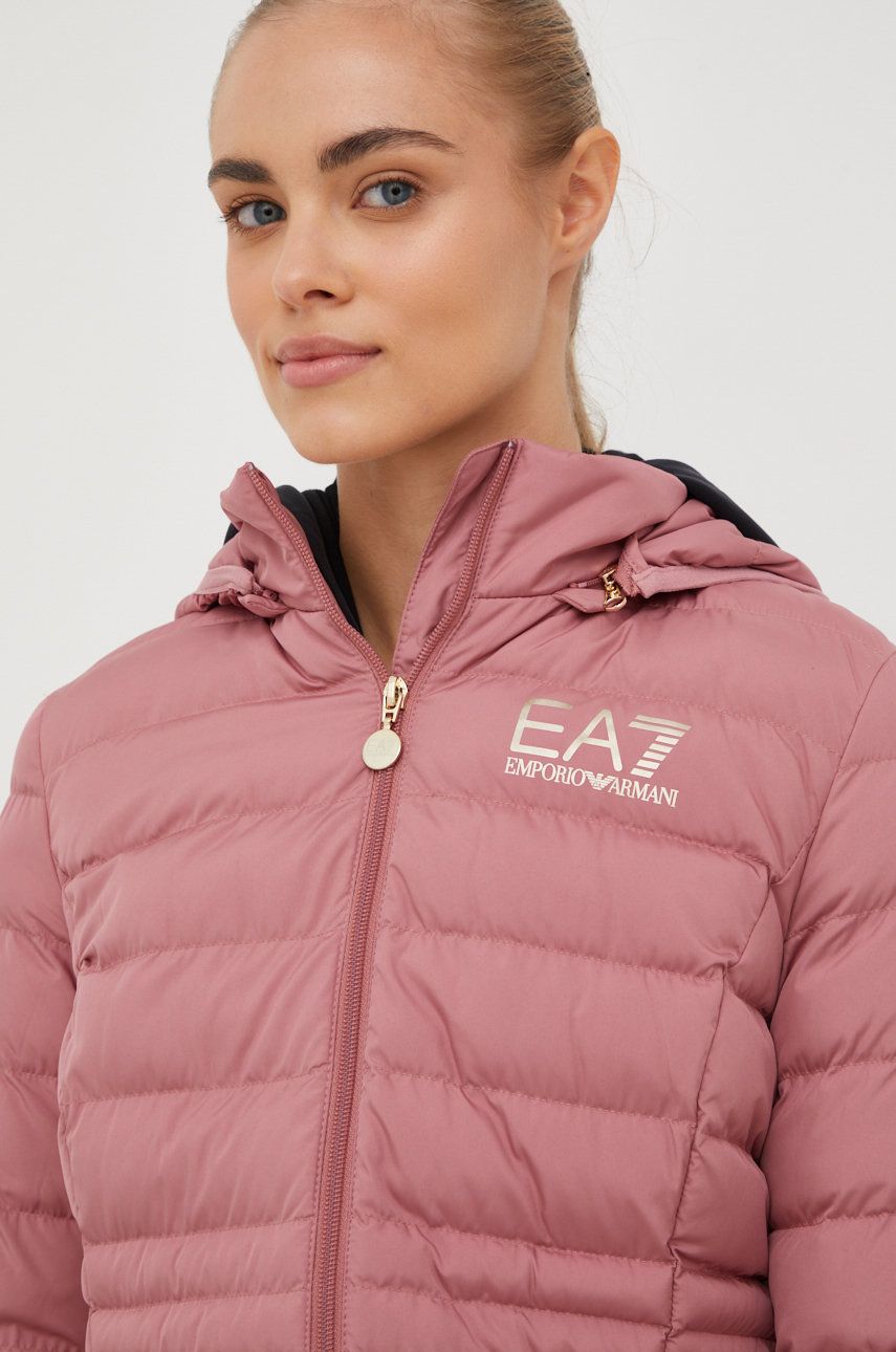 EA7 Ladies Core Lady packable Hooded Puffer Jacket Rose Phases Men s Fashion